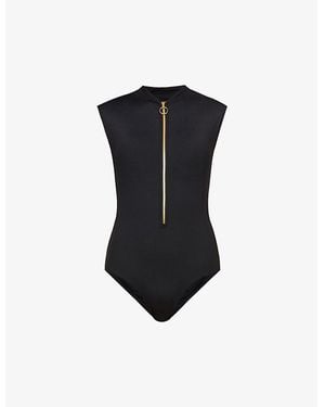 Seafolly Collective Zip-Front Stretch-Nylon Swimsuit - Black