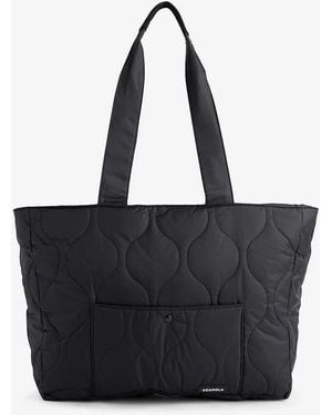 ADANOLA Quilted Logo-print Recycled-nylon Tote Bag - Black