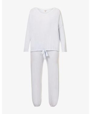 Eberjey Gisele Slouchy Relaxed-Fit Stretch-Jersey Pyjamas - White