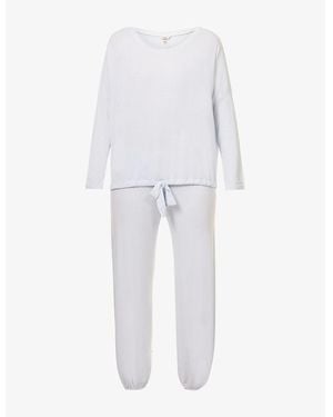 Eberjey Gisele Slouchy Relaxed-Fit Stretch-Jersey Pyjamas - White