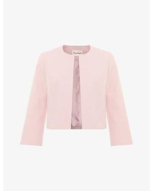 Phase Eight Elizabeth Round-Neck Stretch-Woven Jacket - Pink
