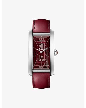 Cartier Tank Américaine Large Model, And Leather Automatic Watch - Red