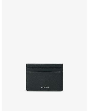 Sandro Logo-Embossed Textured-Leather Card Holder - Black