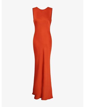 OMNES Lara Open-Back Satin Maxi Dress - Red