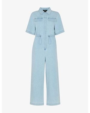 Whistles Drawstring-Waist Short-Sleeve Jumpsuit - Blue