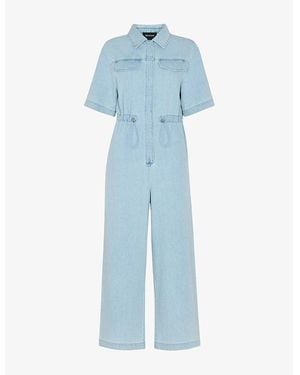 Whistles Drawstring-Waist Short-Sleeve Jumpsuit - Blue