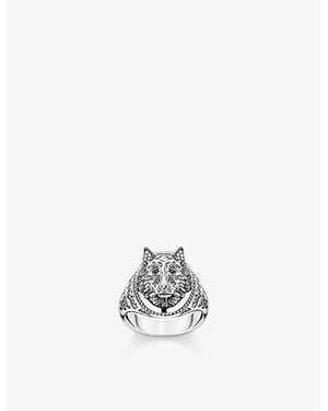 Thomas Sabo Rebel Wolf 925 Sterling- And Zirconia Signet Ring - White