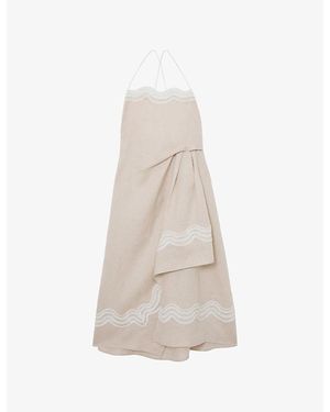 Reiss Arla Lace-Trim Linen Beach Midi Dress - White