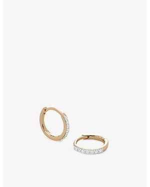 Monica Vinader Pavé-Set Small 14Ct- And 0.0833Ct Full-Cut Diamond Huggie Earrings - White