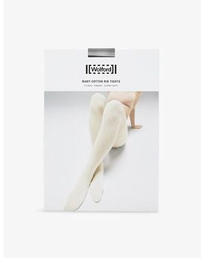 Wolford Ribbed Opaque Stretch-Woven Tights - White