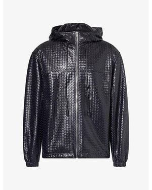 Bottega Veneta Intrecciato Hooded Leather Jacket - Black