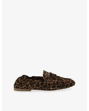 Steve Madden Newbury Leopard Suede Loafers - Brown