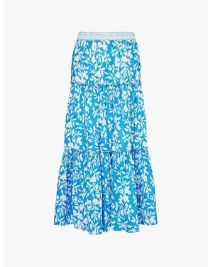 Aspiga Becks Graphic-Print Cotton Maxi Skirt - Blue
