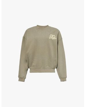 ADANOLA Logo-Print Relaxed-Fit Organic-Cotton Sweatshirt - Green