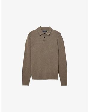 AllSaints Statten Logo-Embroidered Regular-Fit Cotton Polo Shirt - Brown
