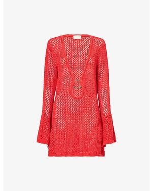 Cheap Monday Montego Plunge Cotton-Blend Mini Dress - Red