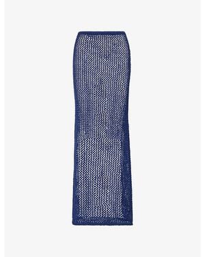 Cheap Monday Fontelina Crochet Cotton-Blend Knit Maxi Skirt - Blue