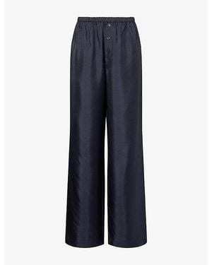 RÓHE Frames Wide-Leg Silk Trousers - Blue