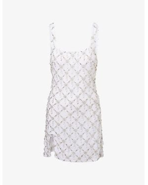 Oceanus Sofia Arabella Crystal-Embellished Mini Dress - White