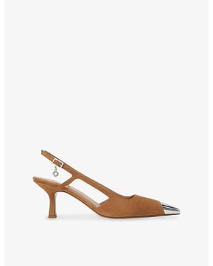 Maje Pointed-Toe Suede Courts - Natural