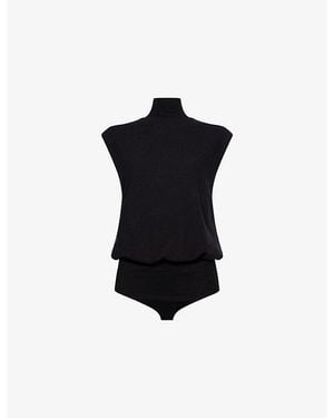 Reformation Emmeline Roll-Neck Knit Bodysuit - Black