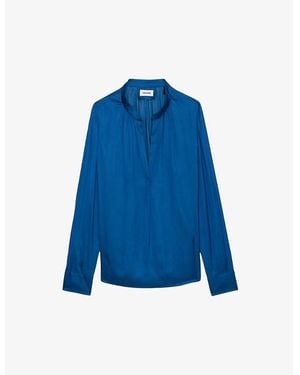 Zadig & Voltaire Tink V-Neck Satin Shirt - Blue