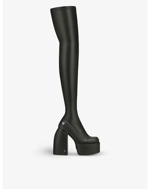 Naked Wolfe Juicy Faux-leather Thigh-high Heeled Boots - Black