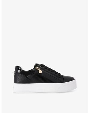 Carvela Kurt Geiger Statement Zip Faux-Leather Low-Top Trainers - Black