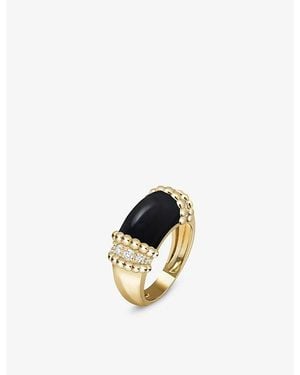 Van Cleef & Arpels Perlée Couleurs 18Ct, Onyx And Round Diamond Ring - Natural