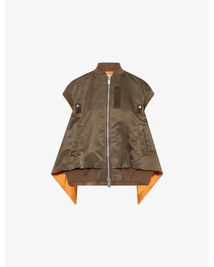 Sacai Asymmetric Round-Neck Shell Vest - Brown