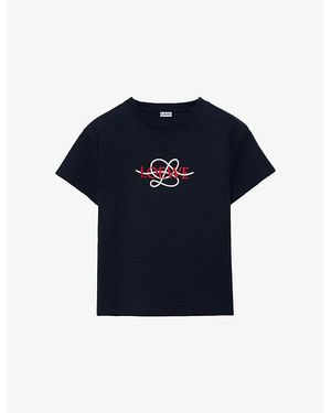Loewe Embroidered-Logo Cotton T-Shirt - Blue