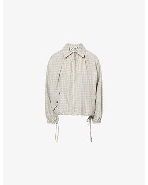 Damson Madder Lailah Gingham Woven Bomber Jacket - White