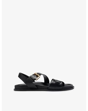 Whistles Asymmetric Buckle Leather Sandals - Black