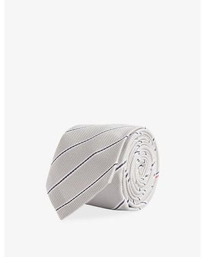 Thom Browne Jacquard Stripe Silk Tie - White
