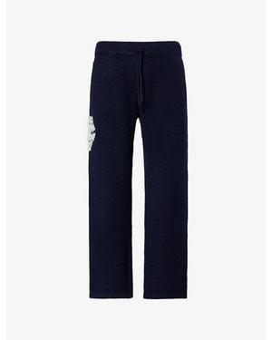 The Couture Club Monogram Emblem Wide-Leg Knitted Jogging Bottoms - Blue