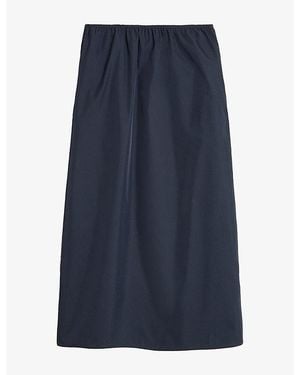 Soeur Lili Elasticated-Waist Silk-Blend Midi Skirt - Blue