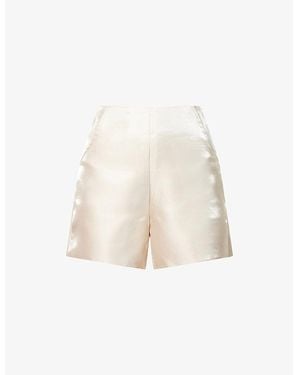Amy Lynn Shiny Tailored High-Rise Woven Shorts - White