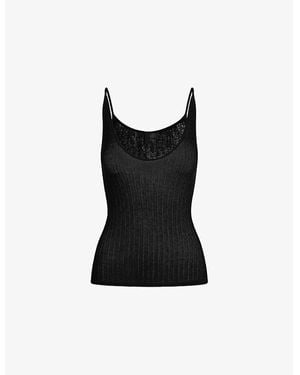 Skims Sheer Knit Plunge Tank Top - Black