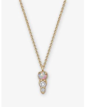 Astley Clarke 18Ct, Opal And 0.055Ct Lab-Grown Diamond Necklace - Metallic