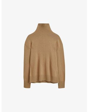 JOSEPH High-Neck Dropped-Shoulder Merino-Wool Jumper - Natural