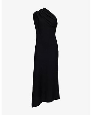 khaite ava off the shoulder pleated wool blend maxi dress KHAITE - Ava off-the-shoulder pleated wool-blend maxi dress