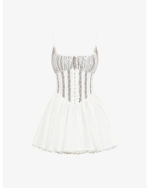 House Of Cb Rosaria Corset Stretch-Cotton Mini Dress - White