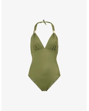 Heidi Klein Slider Halterneck Swimsuit - Green