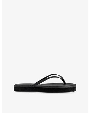 TKEES Lily Platform Leather Flip-Flops - Black