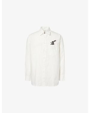 Paul Smith Embroidered-Rabbit Long-Sleeve Cotton Shirt - White