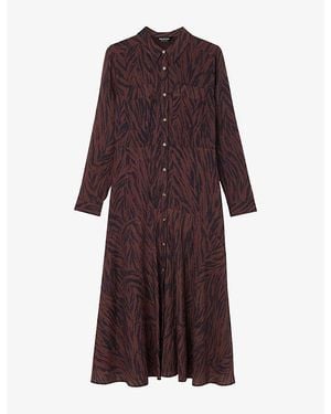 Whistles Collared Zebra-Print Woven Shirt Dress - Purple