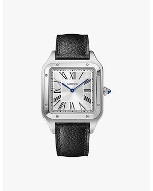 Cartier Crwssa0044 Santos-Dumont Extra-Large Stainless- And Leather Mechanical Watch - White