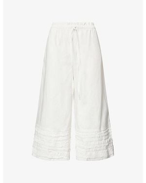 Damson Madder Florintina Frilled Cotton Bloomer Pants - White