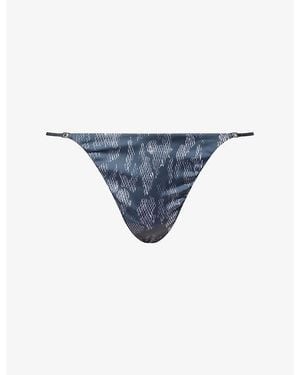 Calvin Klein Signature String Satin Thong - Blue