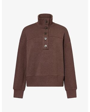 Varley Bronya Button-Placket Jersey Sweatshirt - Brown